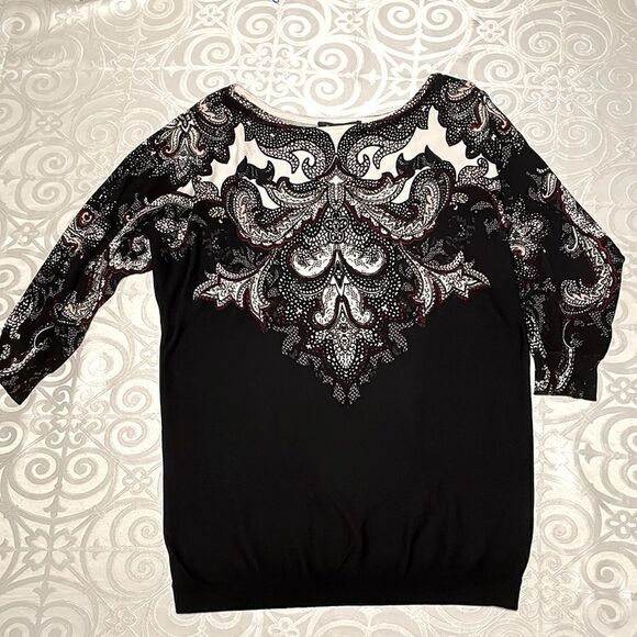 White House Black Market EUC modern paisley dolman sleeve sweater size XS - Picture 1 of 9